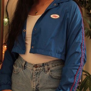 Forever 21 Dark Blue/Red Tokyo Cropped Windbreaker